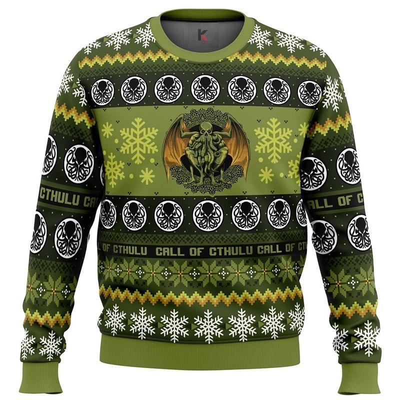 Call Of Cthulhu Christmas Sweater - Festive Ugly Sweater For Board Game Fans